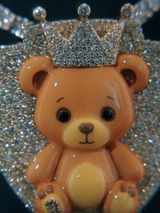 Authentic Round Cut Real Moissanite 14K Yellow Gold Plated Teddy Bear Pendant