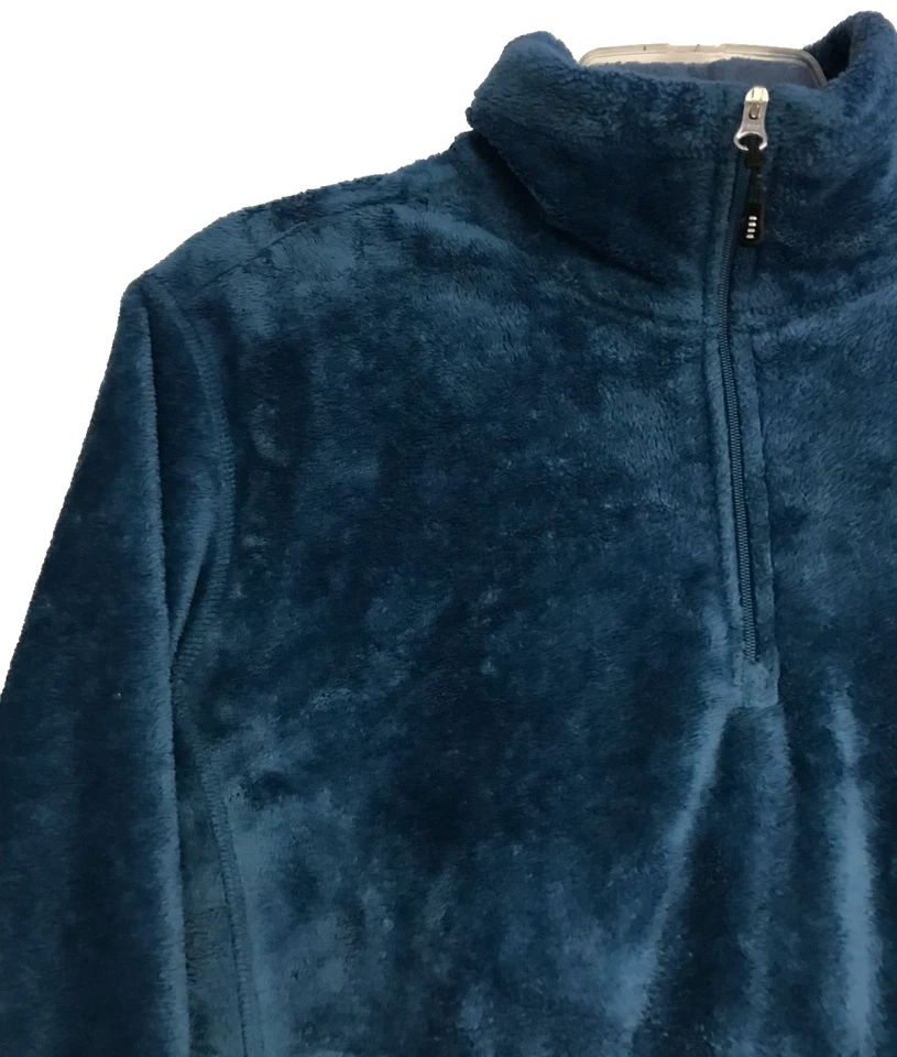 Pullover Lands' End 14 16 para mujer azul 1/4 cremallera manga larga polar suave Foto 2 de 4