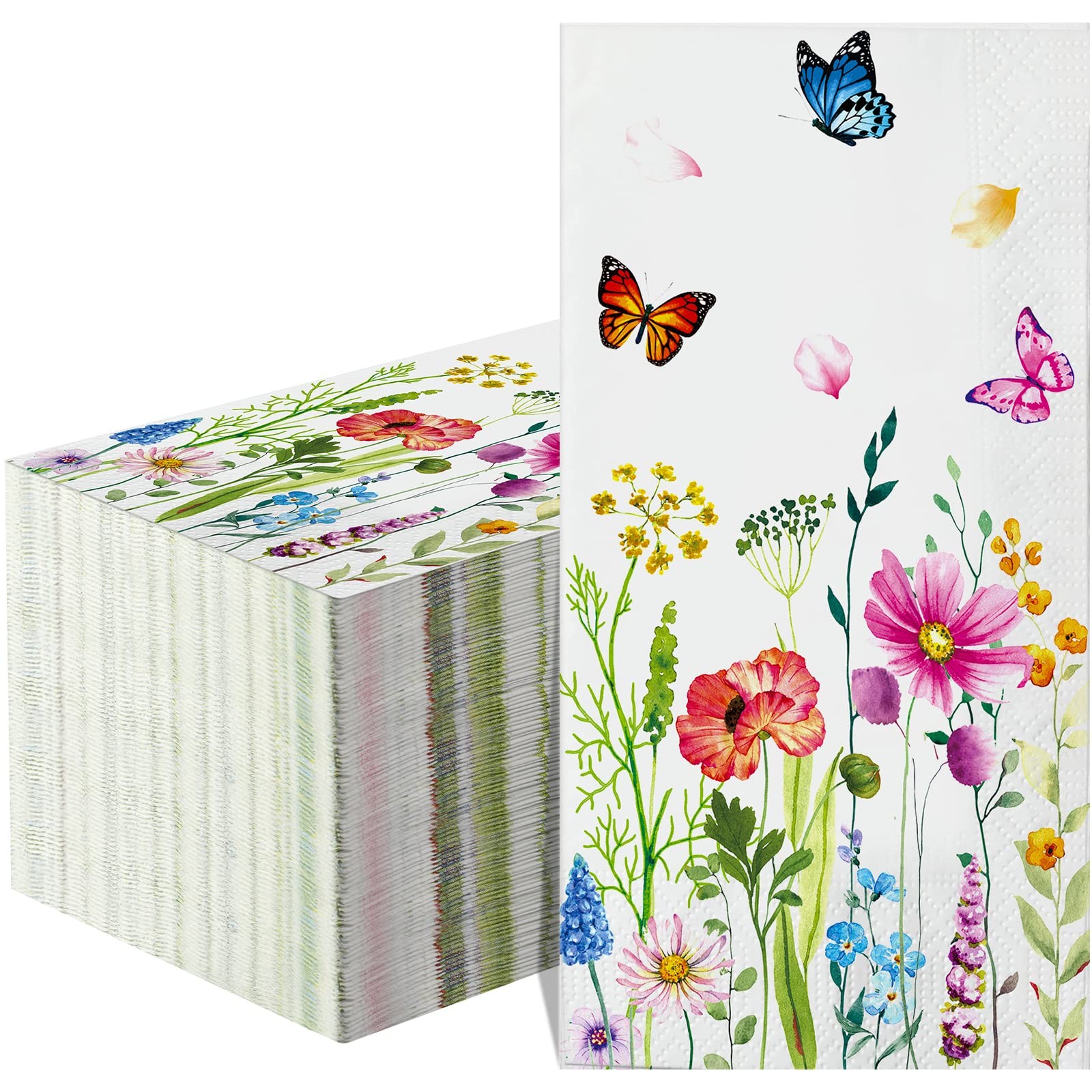 100 Pcs Floral Paper Napkins, 3 Ply Disposable Guest Towels/Cocktail Napkins,...