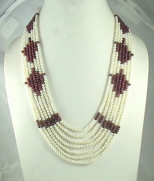 370ct Natural Ruby Plain Roundels Bead necklace 7 strand with fresh water pearls - Image 3 of 4