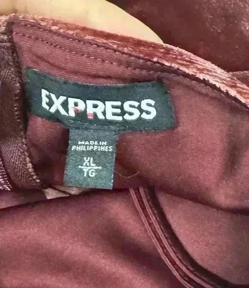 Mono Express Para Mujer X Grande Borgoña Terciopelo Y2K Retro Glam Noche Ropa Elegante Foto 2 de 4