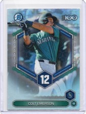 2026 Bowman Chrome #BTP-12 Colt Emerson Top 100 Prospect Refractor RC Card