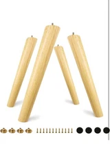 FoDau770 Rubber Wood Furniture Legs 16 Inches, Slanted (80°) Tapered Wood Feet