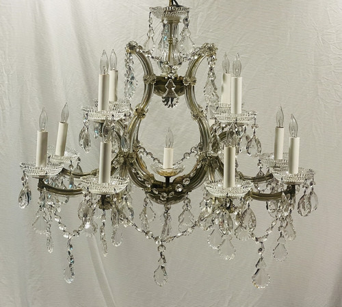 12 Arms 13 Lights Cast Crystal Prism | Vintage Maria Theresa Chandelier Lighting