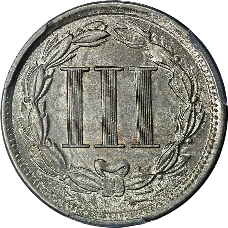 1866 Three (3) Cent Nickel PCGS MS64 Superb Eye Appeal Strong Strike - Image 2 of 4