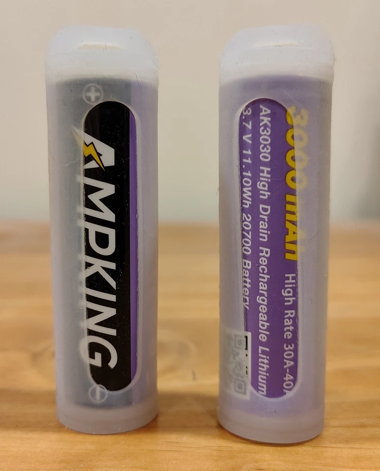 Two Pack Ampking AK3030 20700 Rechargeable Li-ion Battery High Drain 40A 3000mAh - Image 3 of 4