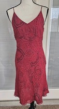 Vintage Y2K Ann Taylor 6 Petites Paisley Chiffon Spaghetti Strap Silk Slip Dress