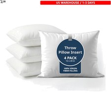 Luxurious 12x20 Rectangular Pillow Inserts - Pack of 4, Down Alternative Comfort
