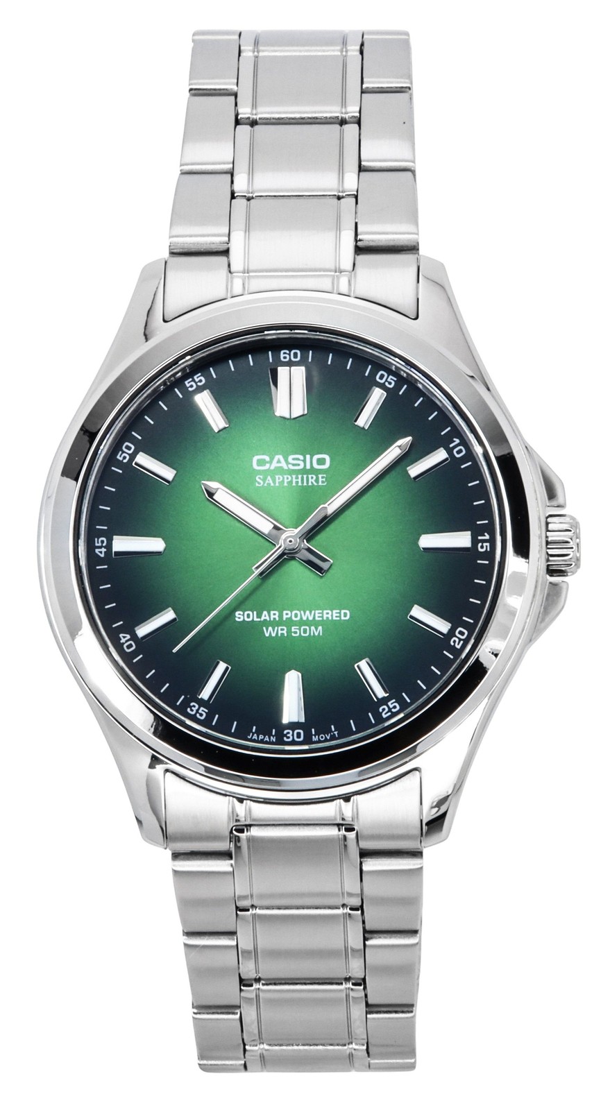 Casio Standard Analog Steel Green Dial Solar MTS-RS100D-3AV Men's Watch