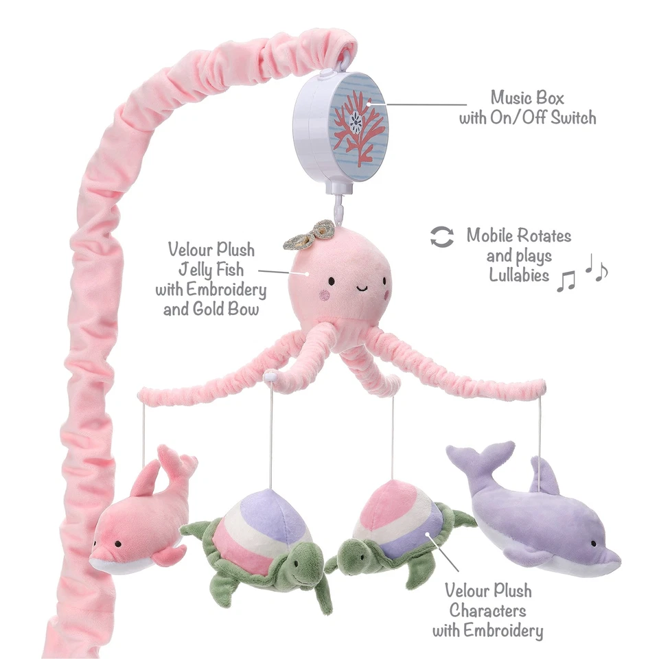 Juguete chupete móvil cuna musical delfín/tortuga sueños marinos corderos e hiedra Foto 3 de 4