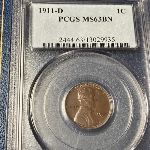 1911-D Lincoln Cent Penny - PCGS MS63 BN - Looks Better - Sharp Coin