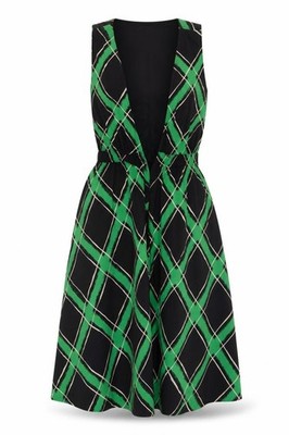 Ahorn Damen A-Linie Kleid Größe L Mehrfarbig Kariert Knielang V-Ausschnitt