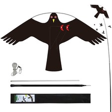 Flerigh Bird Hawk Flying Kite with 4M Pole - Crop Farm Protector Bird Scarer