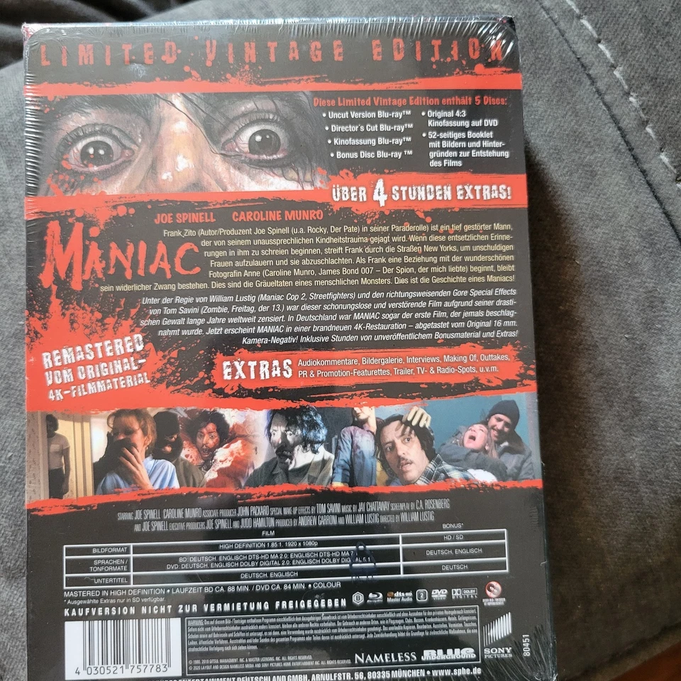 Nameless MANIAC 4 Blu-ray + DVD/Horror Movie/Joe Spinell/uncut/Vintage Edition - Image 2 of 3