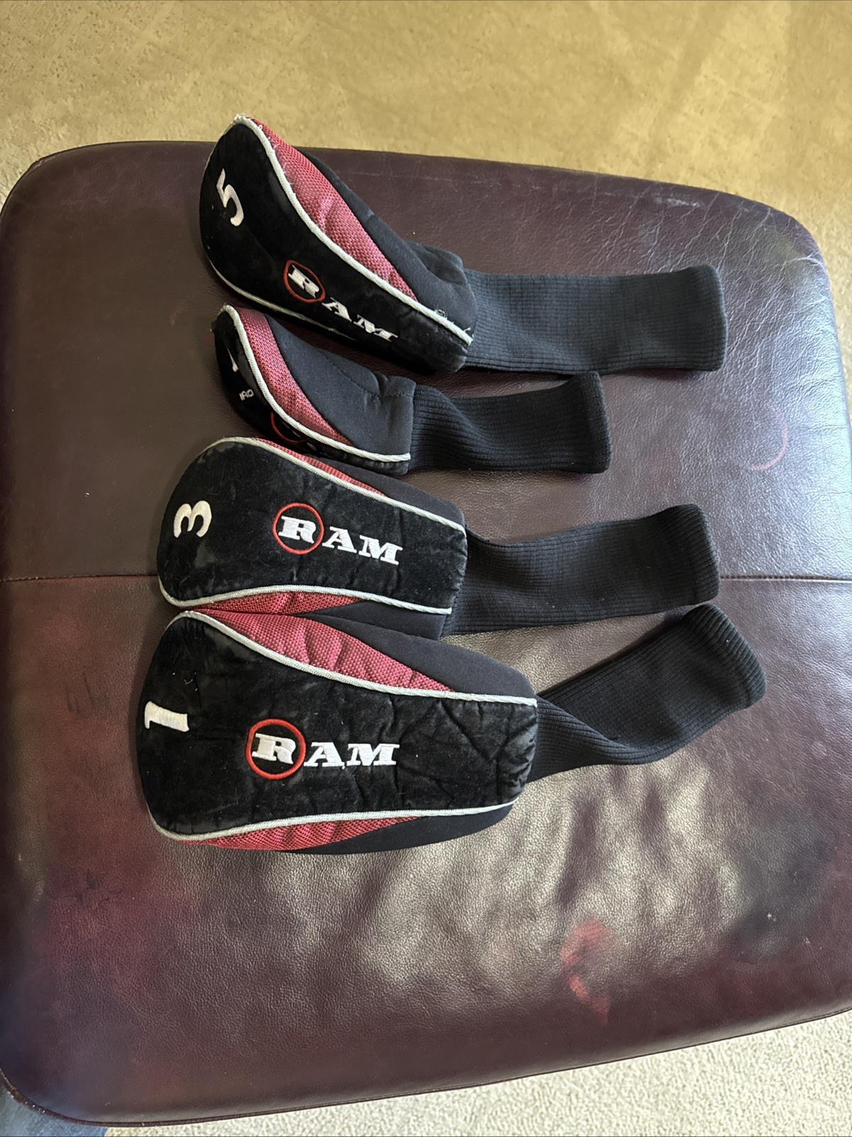Club Head Covers Black And Red 1,3,4,5