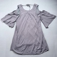 PPLA Women's Medium Dress Cold Shoulder Tie Back Casual Purple