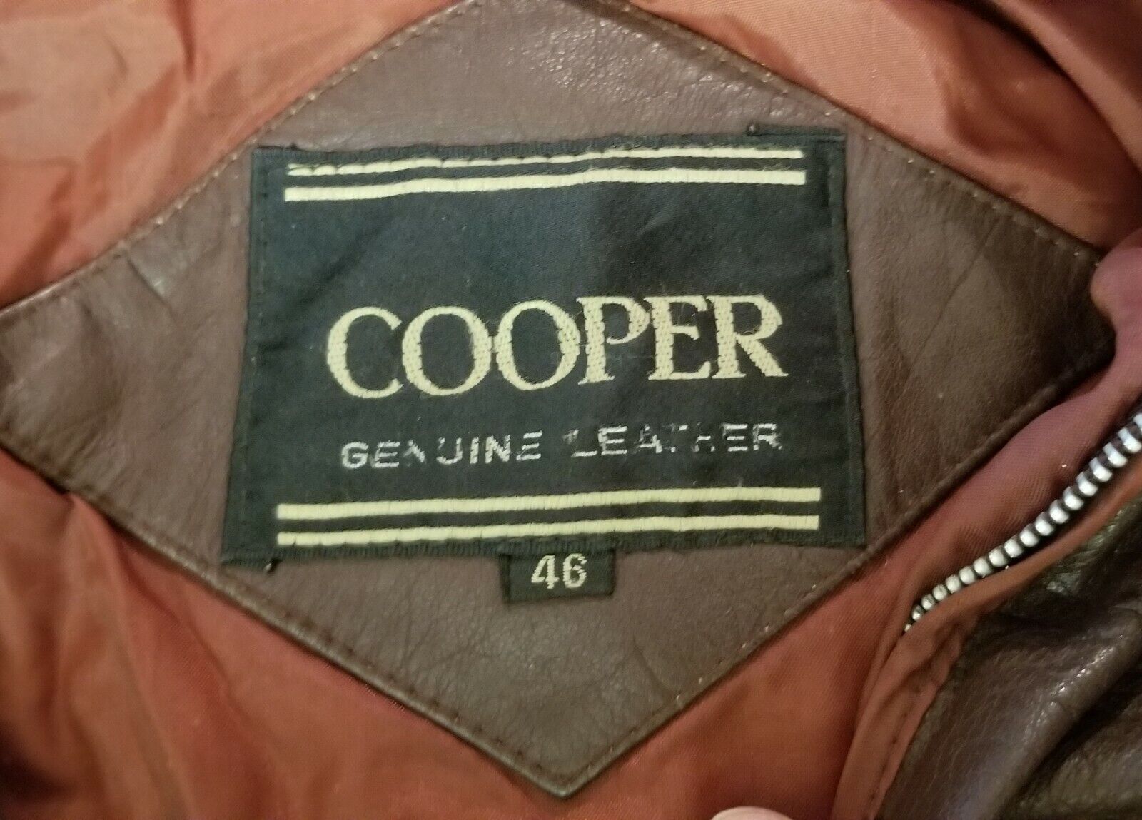 Mens Vintage Cooper Genuine Leather Bomber Jacket… - image 9