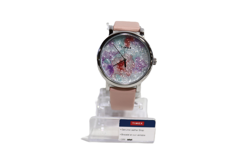 Timex Women s TW2R84300 Crystal Bloom Pink/White Floral Leather Strap Watch - 第 1/5 張圖片