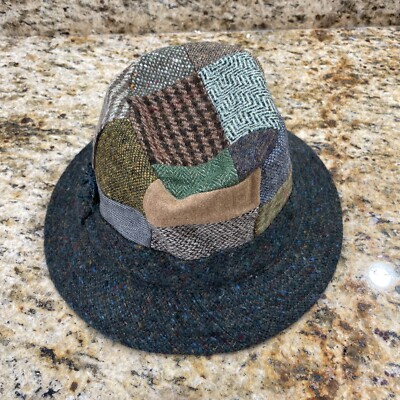 Hanna Hats Wool Tweed Patchwork Bucket Hat Ireland Size S Handcrafted  Multicolor