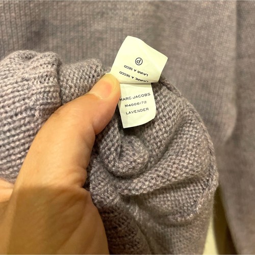 Marc Jacobs Cashmere Sweater Distressed Lavender Purple Crewneck Loose Tie Sz L - Picture 6 of 6