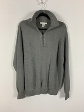 Geoffrey Beene Knitted Men's Gray Long Sleeves 1/4 Zip Sweater Pullover Sz L/G