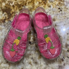 Wonder Nation Toddler Girl's Jelly Sandals Glittery Clear Size 4 Foam Cushion