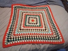 Vintage Afghan Baby Blanket Handmade 28" X 28"
