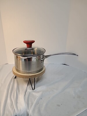 David Burke Saucepan Pot Pan W/ Handle & Vented Strainer Lid 1.5 Qt