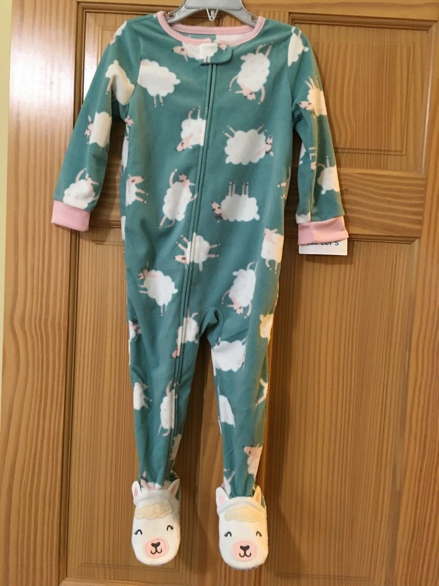 New Carter's Sheep Fleece pajama PJs Girl 1pc Sleeper Footed Footie Toddler