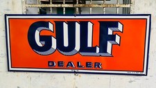 Gulf Dealer Porcelain Enamel Sign 36 x 15 Inches