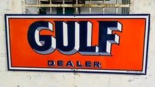 Gulf Dealer Porcelain Enamel Sign 36 x 15 Inches