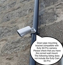 Eufy Eufycam S3 Pro Down Pipe Mounting Bracket Gutter Pole 68mm in Black