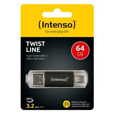 Intenso Twist Line 64 GB USB 3.2 OTG 64GB USB-C und USB-A 3539490 anthrazit OVP