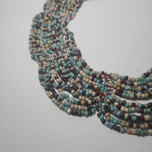 Multi Strand Multi Color Beaded Scalloped Necklac… - image 5