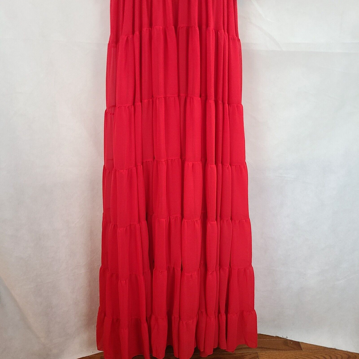 New MAC DUGGAL 55281 Red Chiffon Ruffle Tiered A Line Gown