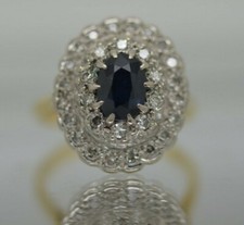 STUNNING ANTIQUE 18ct GOLD 1.55 Carat SAPPHIRE AND DIAMOND RING UK Q 1/2 8.0g