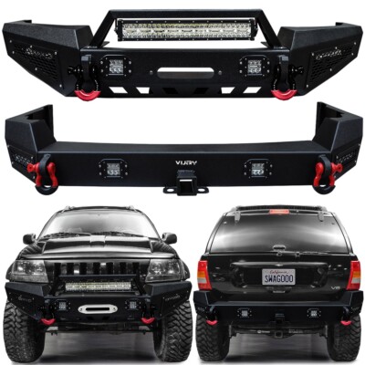 Vijay Fits 1999-2004 2nd Gen Grand Cherokee WJ Front and Rear Bumper w/LED Light
