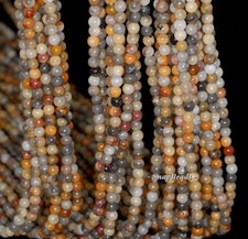 3MM CRAZY LACE AGATE GEMSTONE YELLOW BROWN CREAM ROUND 3MM LOOSE BEADS 16inch