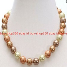 Fashion 8/10/12mm Multicolor South Sea Shell Pearl Round Beads Necklace 18"
