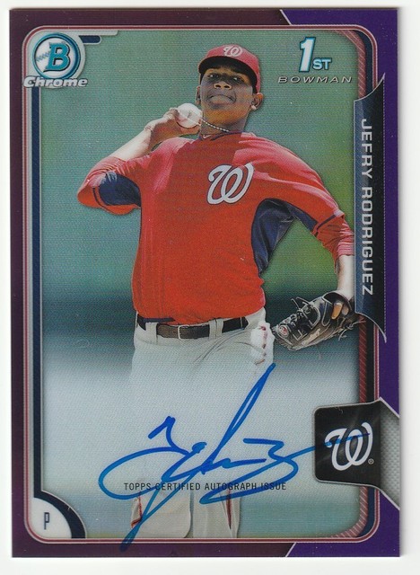 2015 Bowman Chrome Purple Jefry Rodriguez Nationals  Autograph Auto Card