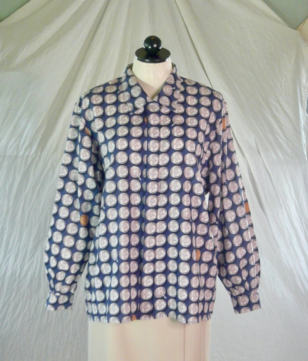 JAEGER vintage 80s boxy SHIRT New Wave style fab coin print JAEGER vintage 80s boxy SHIRT New Wave style fab coin print