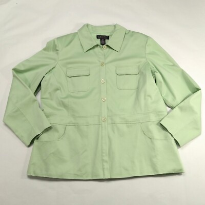 Dialogue Womens Dressy Lightweight Jacket Size 18W Mint Green Collar Pockets NWT