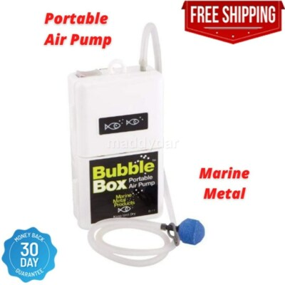 #ad Portable Air Pump Marine Aerator Bubble Live Well Fish Bait Marine Metal Box $18.00