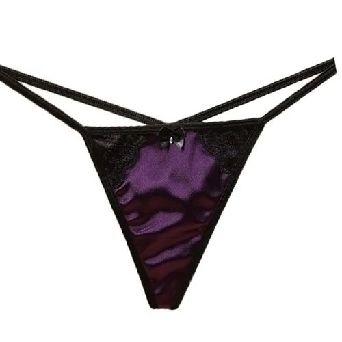 Sexy Womens T-back Panties Satin Thong G-string Briefs Lace Lingeries Underwear - Picture 15 of 27