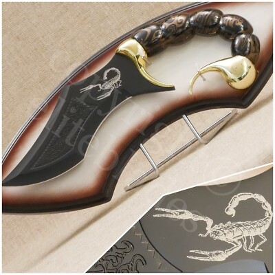 SCORPION Dagger/Knife with Etched Blade Plaque/Stand
