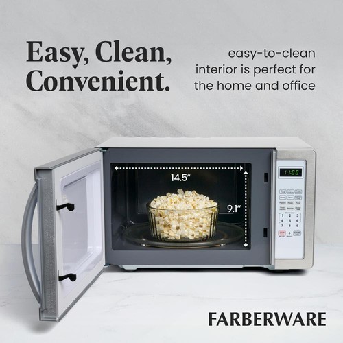 Farberware Microwave 1.1-Cu Ft+1000-W+One Touch Cooking+Turntable+LED Display - Picture 5 of 6