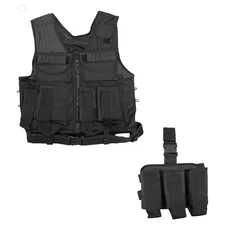 Shooters Gate Paintball Vest & Drop Leg Carrier Set - Black