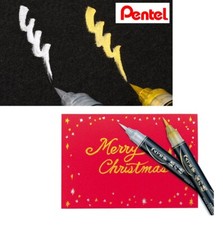 Pentel Fude Brush Pen Medium Tip Gold/Silver Ink Choose from 2 colors