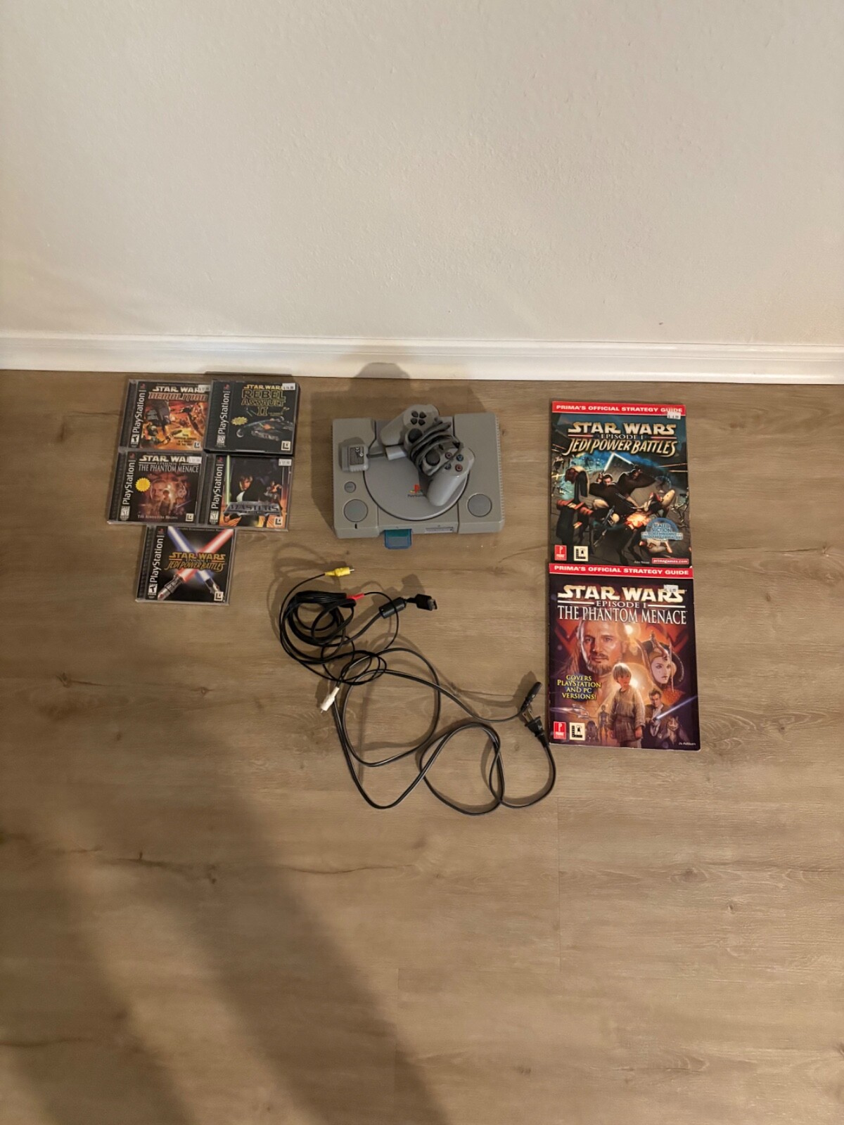 Sony PlayStation 1 Gray Console with Star Wars Games and Memory Card