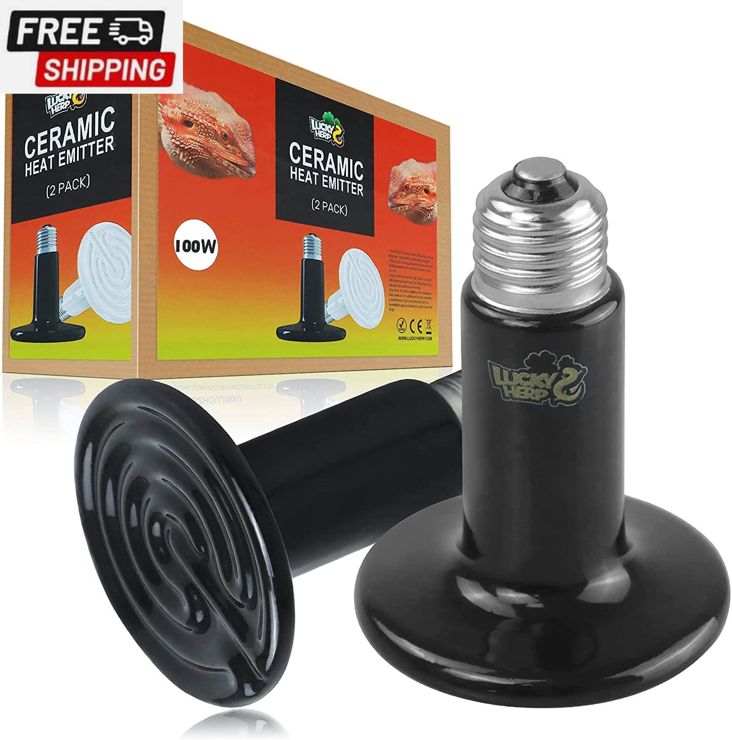 100W Ceramic Heat Emitter, Reptile Heat Bulbs, Ceramic Heat Lamp for Reptiles, A